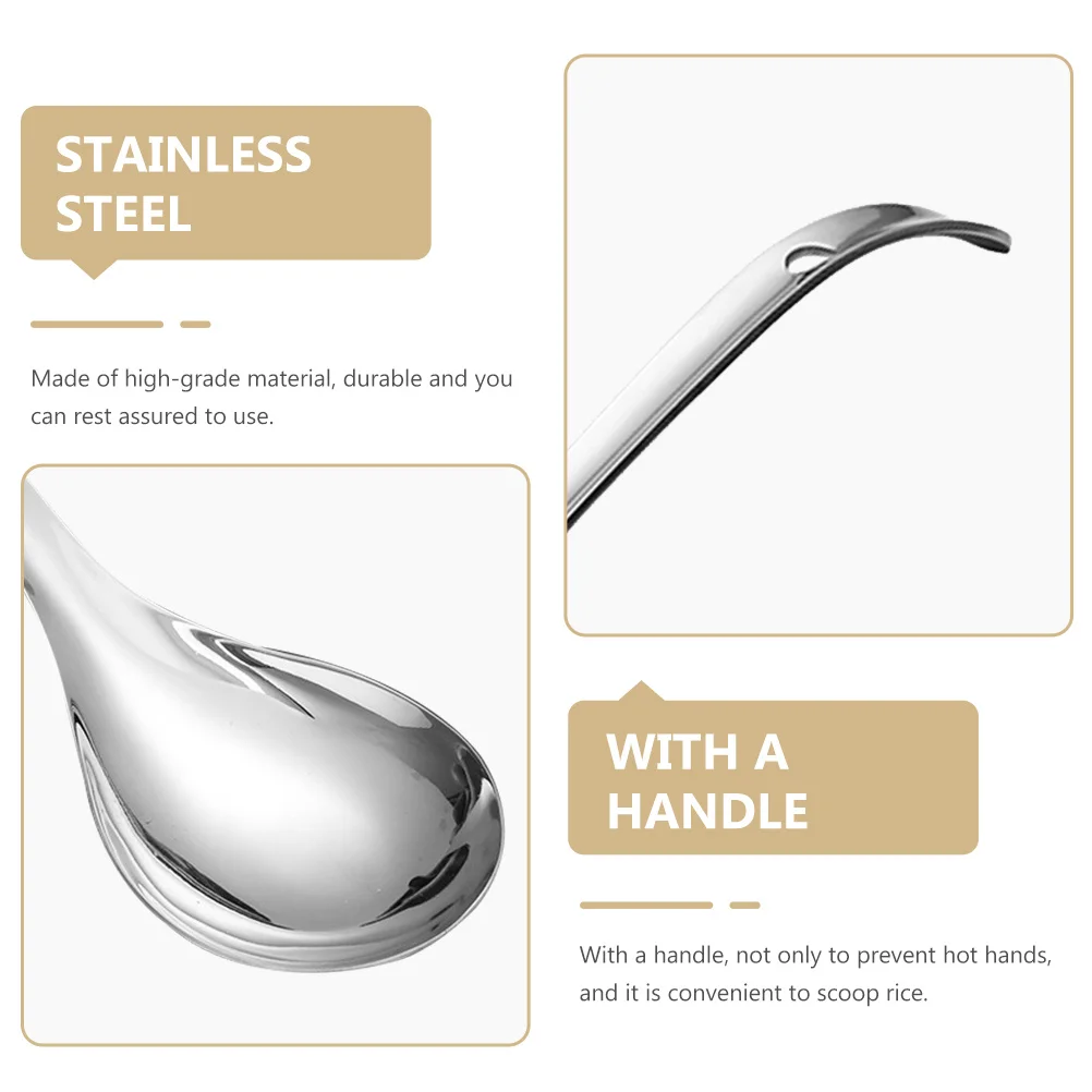 

2Pcs High-Grade Rice Spoons Non-Stick Scratch-Resistant Kitchen Utensils Silver Rice Spoon Meal Spoon Kitchen Utensils
