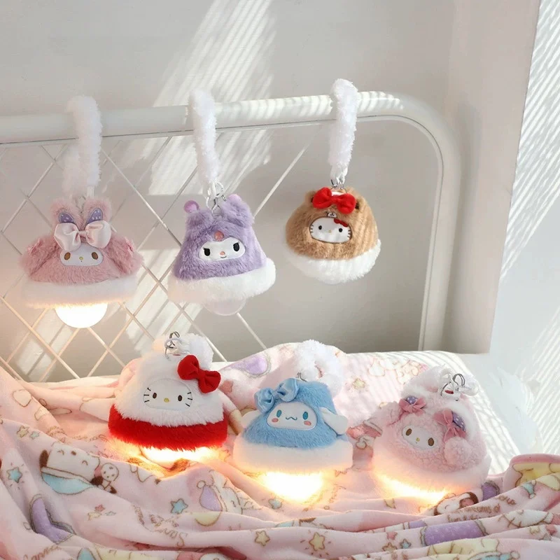 

Anime Hello Kitty My Melody Kuromi Cartoon Plush Hanging Bedside Night Lamp Kawaii Portable Lighting Holiday Gift