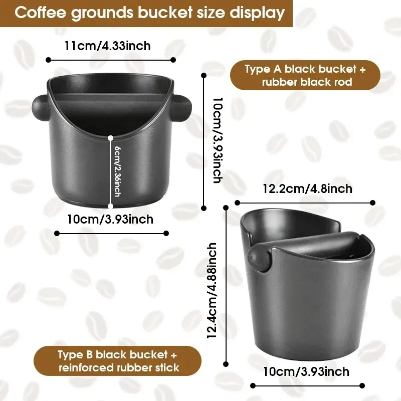 Coffee Knock Box Espresso Dump Bin For Coffee Grounds with Removable Knock Bar and Non Slip Base Gift Black Round Coffee