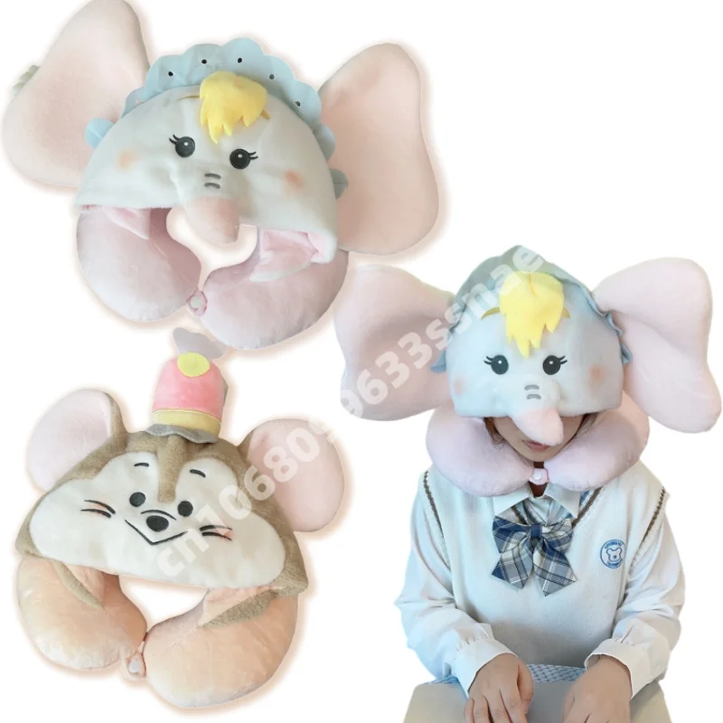 Lovely Dumbo Timothy Travel Blackout Neck Pillow Kawaii Japanese Style Hooded U-shaped Neck Pillow Lolita Girl Xmas Gifts