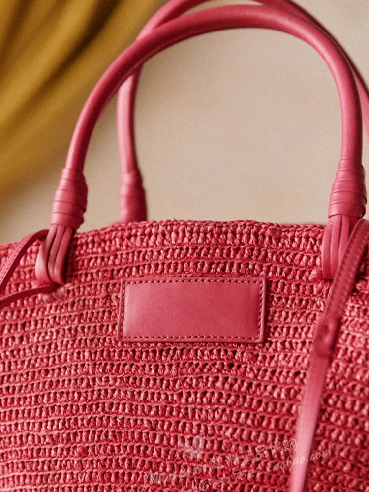 موضة سلال القش حقيبة سعة كبيرة نسج حقائب كتف المرأة الصيف عادية حقيبة شاطئية كبيرة بالي المتسوق المحافظ 2025 #4