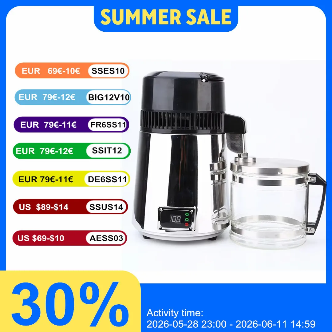 4L Stainless Steel Home Water Distiller - Automatic Dental Distilled Water Machine for Household, Lab, Clinic - BPA Free, 304 St