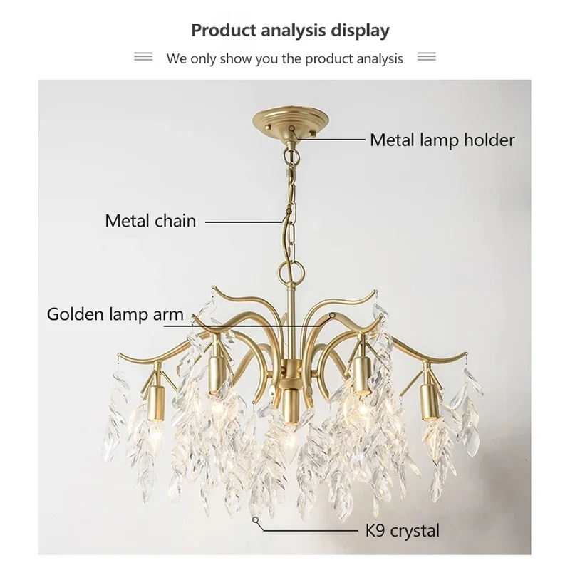 Imagem -04 - Modern Teto Crystal Chandelier Black Candle Pendant Chandeliers For Living Room Sala de Jantar Quarto Cozinha