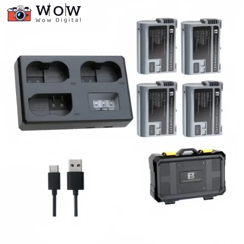 FB EN EL15 EL15C Battery and Charger Set 2400mAh for Nikon Camera Z8 Z7II Z6II Z5 D7500 D7200 D850 D780 D750 D810 D500 D610 D800