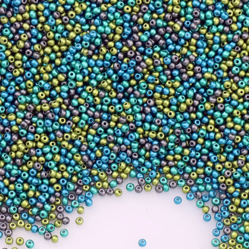 Matte Round Spacer Rice Beads, Frosted Opaque, Metallic Colors, Glass, Beads for DIY Jewelry Making, Garments, Sewing, 2/3/4mm