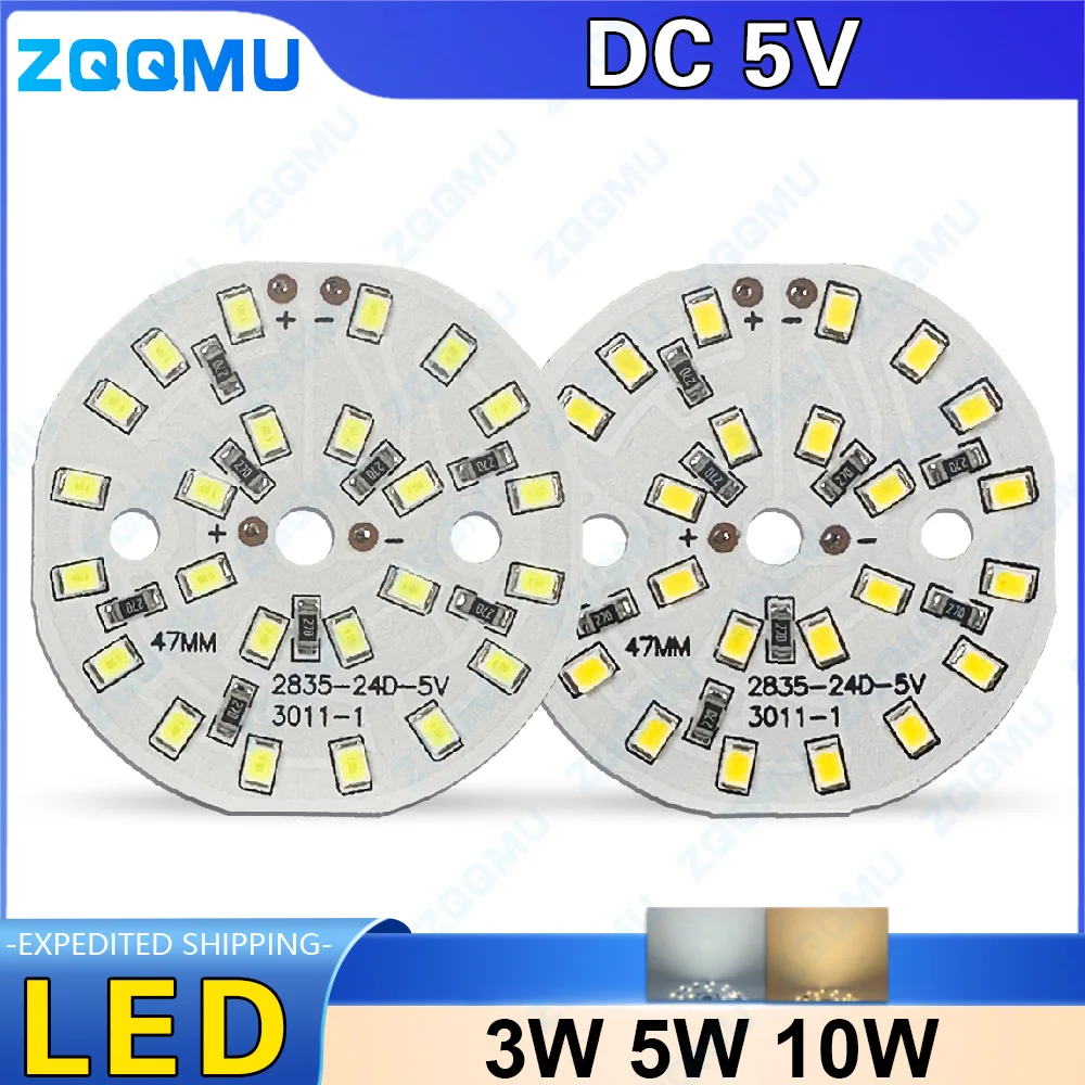 10PCS DC5V Round LED Lamp Panel 3W 5W 10W SMD5730 SMD2835 Warm White Highlight Round Round Aluminum LED Lamp Panel
