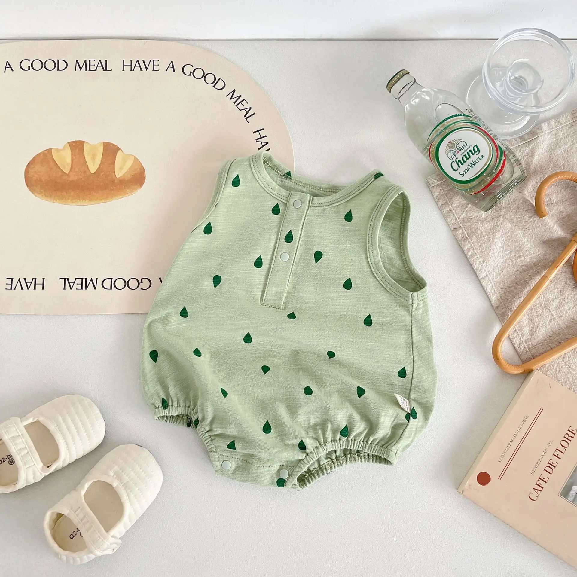 

0-3T Summer's New Nordic-style Jumpsuits Halys Baby Prints Sleeveless Bags Flat clothes Climbing Suits for Boys Girls