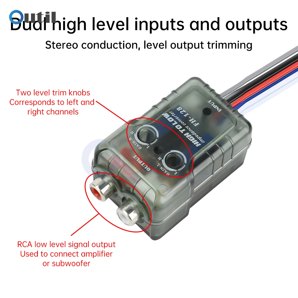 

High-Performance Car Stereo Speak Hi-Low Converter Rca Adapter Quick-Connection For Auto Car Durable