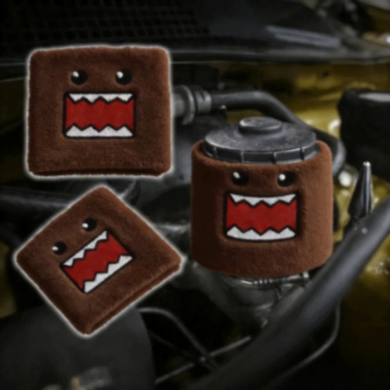 1PC Pink Brown Domo Kun Brake Clutch Fluid Reservoir Sock Universal Car Motorcycle Oil Tank Protective Cover Mod Accessories - view 6