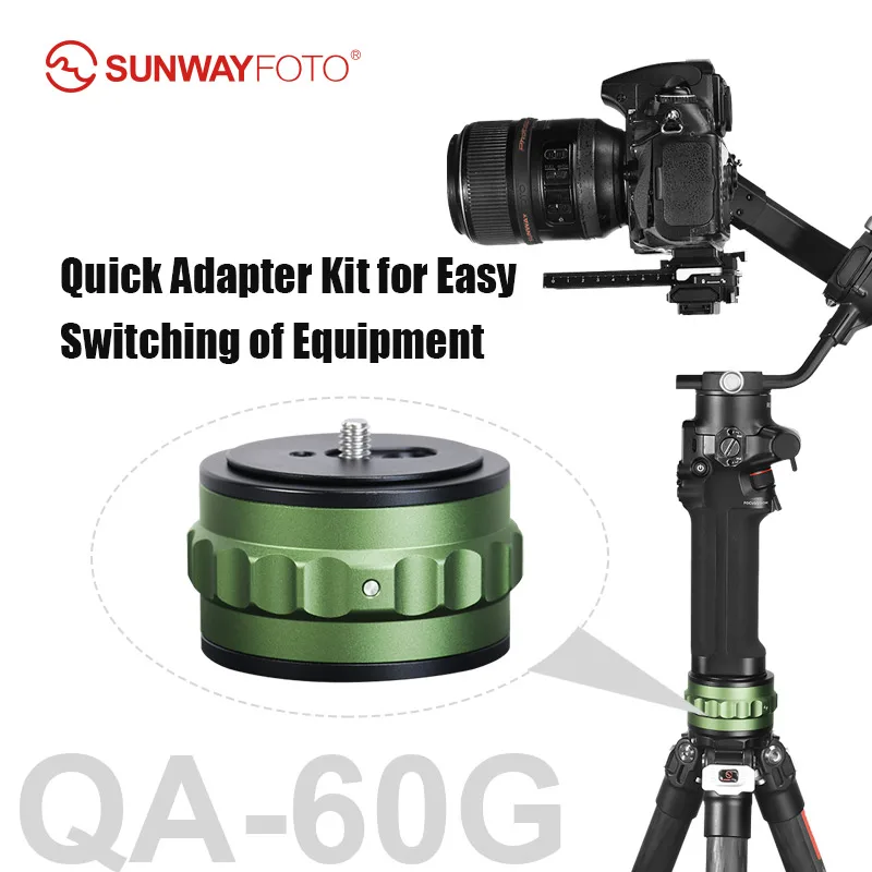 SUNWAYFOTO QA-60G 60mm Stabilizer QR Base,Quick Release System,360° Drop in Quick Mount Gimbal Slider,Compatiable DSLR Camera