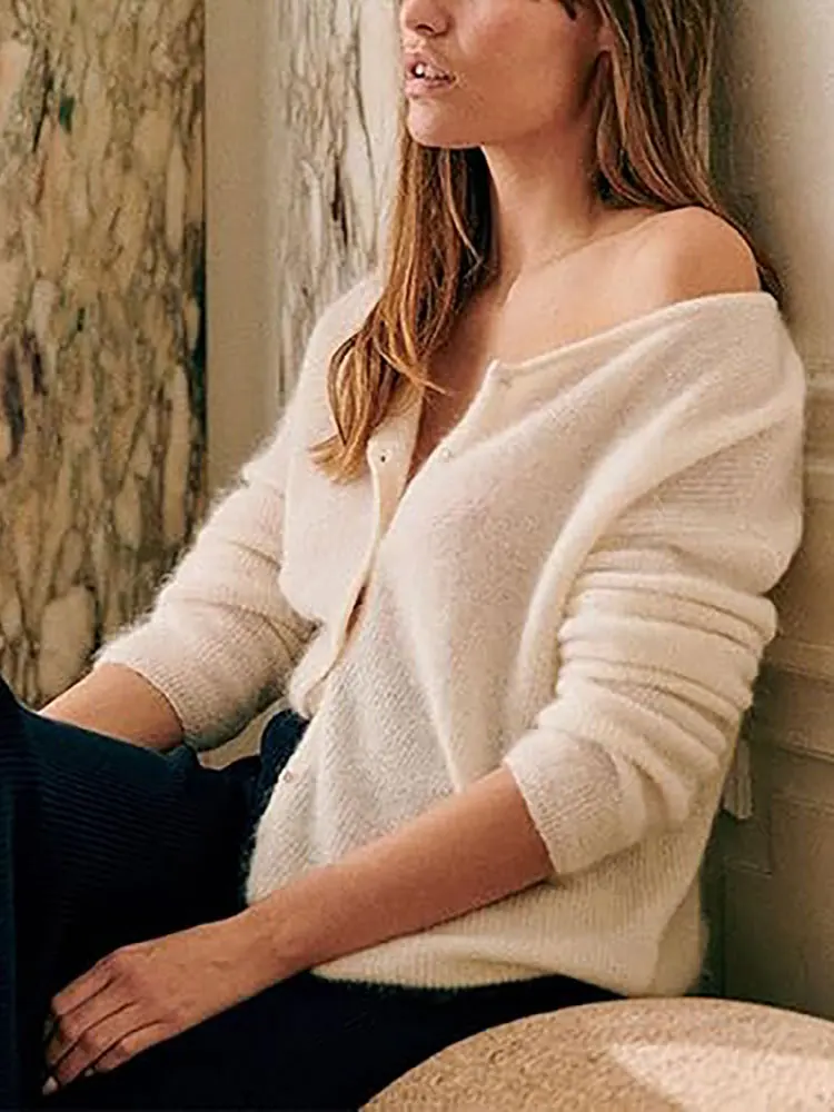 New Fashion Basic Women Solid Color Round Neck Long Sleeve Sweater Coats Casual Versatile With Button Soft Warm Cardigan Jackets