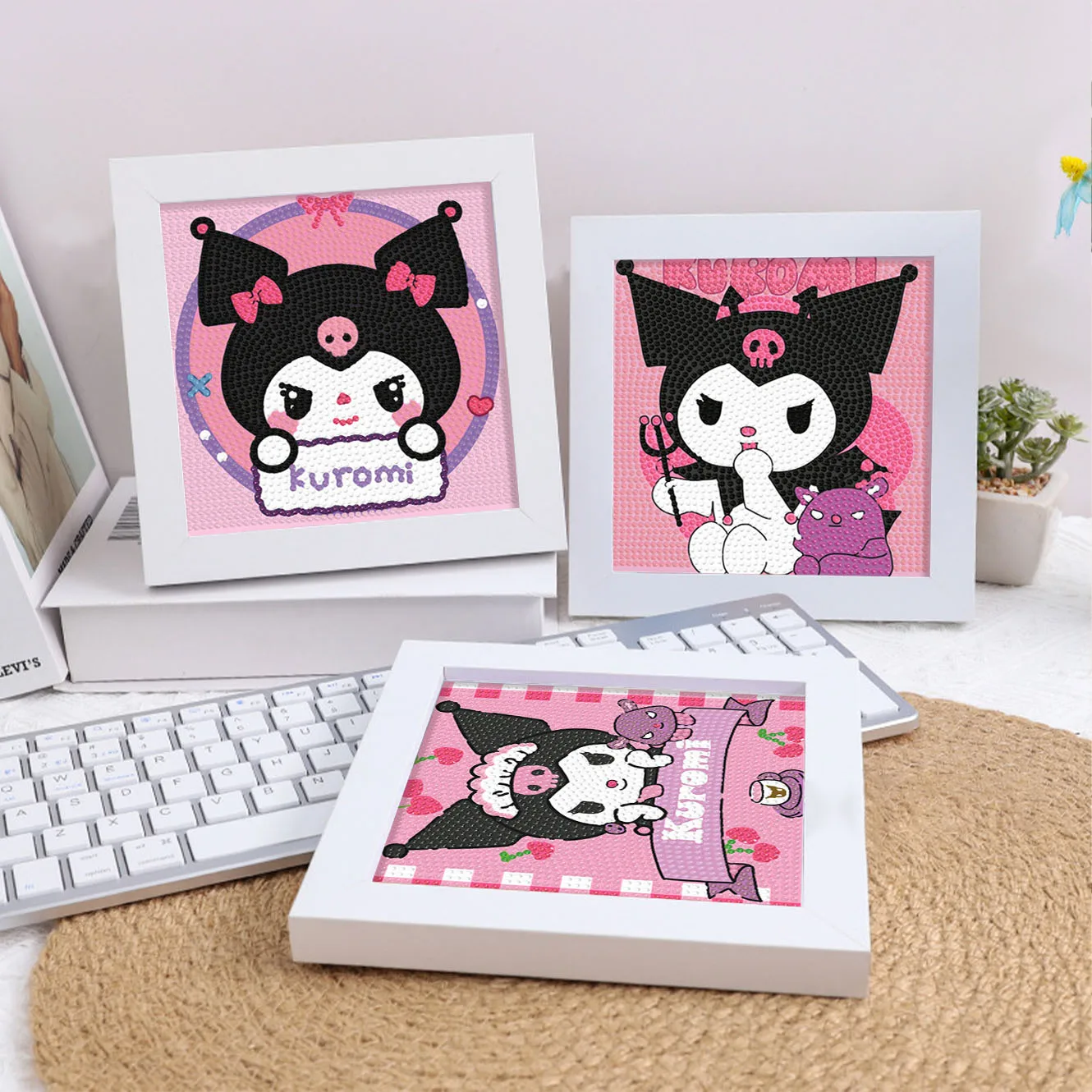 

Sanrio Kawaii Devil Kuromi Crystal Diamond Decorative Painting 5D DIY Cross Embroidery Kit Couple Handmade Art Painting