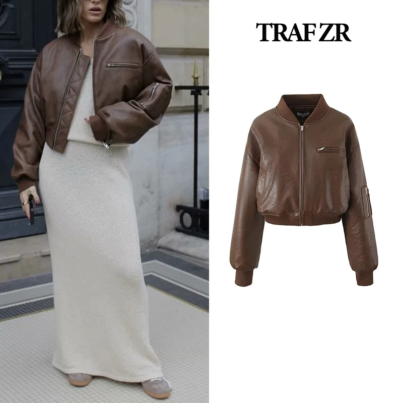 

TRAF ZR Snow Parka Winter Coat Female Elegant Luxury Women's Coats Moto & Biker Warm Woman Winter Coats Leather Padded Coat