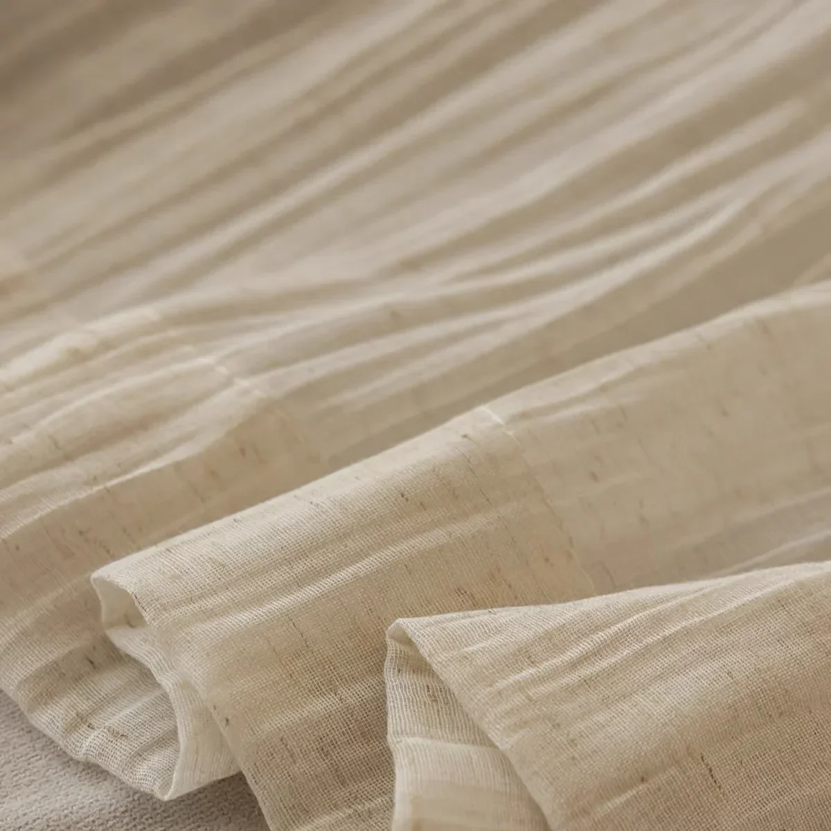 

Linen Tulle Curtains For Living Room Pressed Wrinkle Vertical Grain Japanese Wood Style Bedroom Dining Study Decor Custom Size