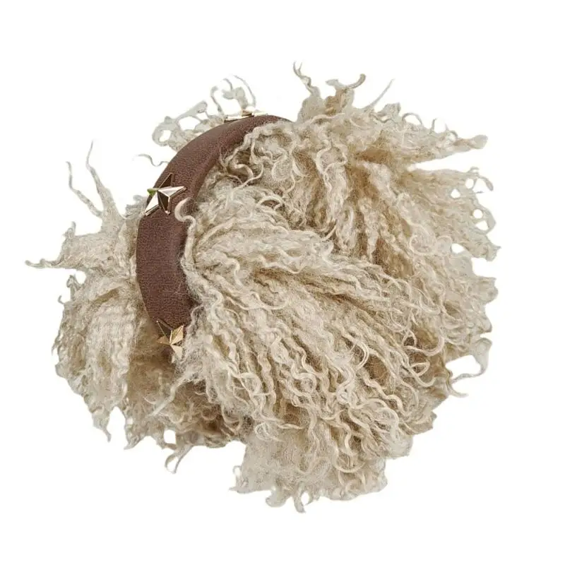 652F Strukturierte Fleece-Ohrabdeckungen, faltbarer Rahmen mit böhmischen Fransen und kantigem Metallic-Sterndetail, trendiges