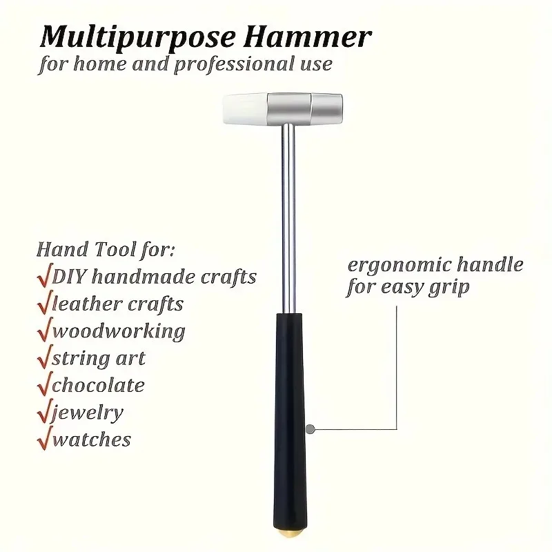 1pc Professional Mini Dual-Head Hammer with Metal & Rubber Tips, Portable Hand Tool for Jewelry Watch Repair Woodworking Craft