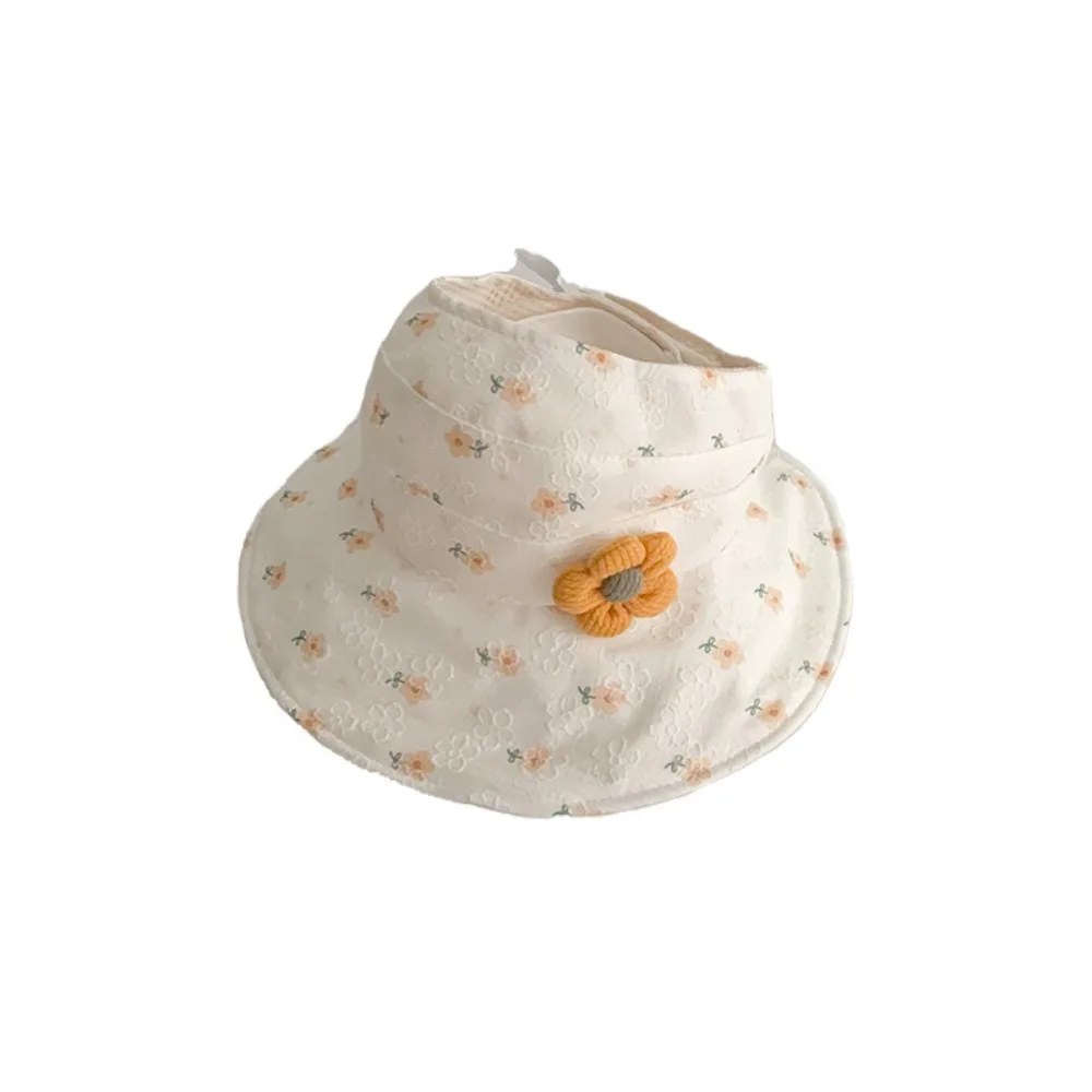 

Korean Style Empty Top Kids Sunhat Wide Brim Cotton Baby Sun Shading Hat Anti-UV Flower Children's Fisherman Hat Spring/Summer