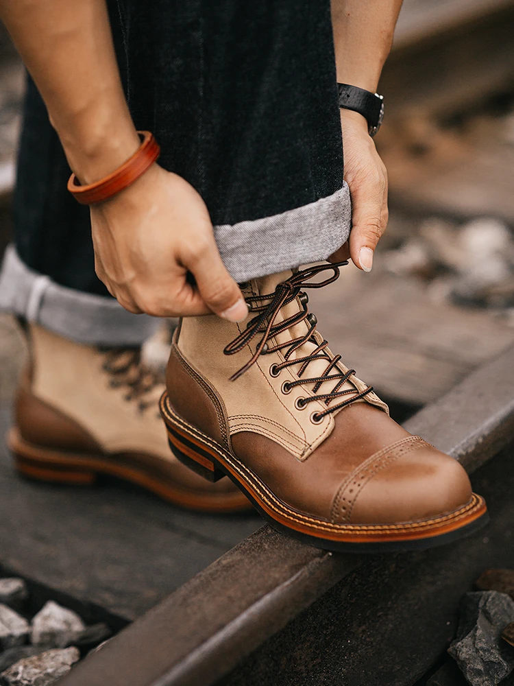 Men Classic Shoes Autumn Winter Work Ankle Boots Genuine Leather Black Green Red Chelsea Boot