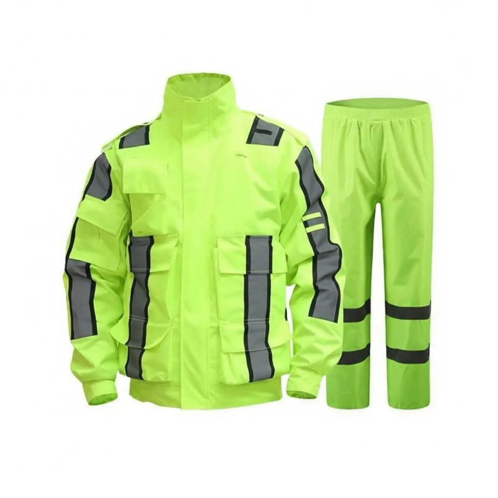 Reflective Rain Suit Waterproof Windproof Bright Visibility for Night Work