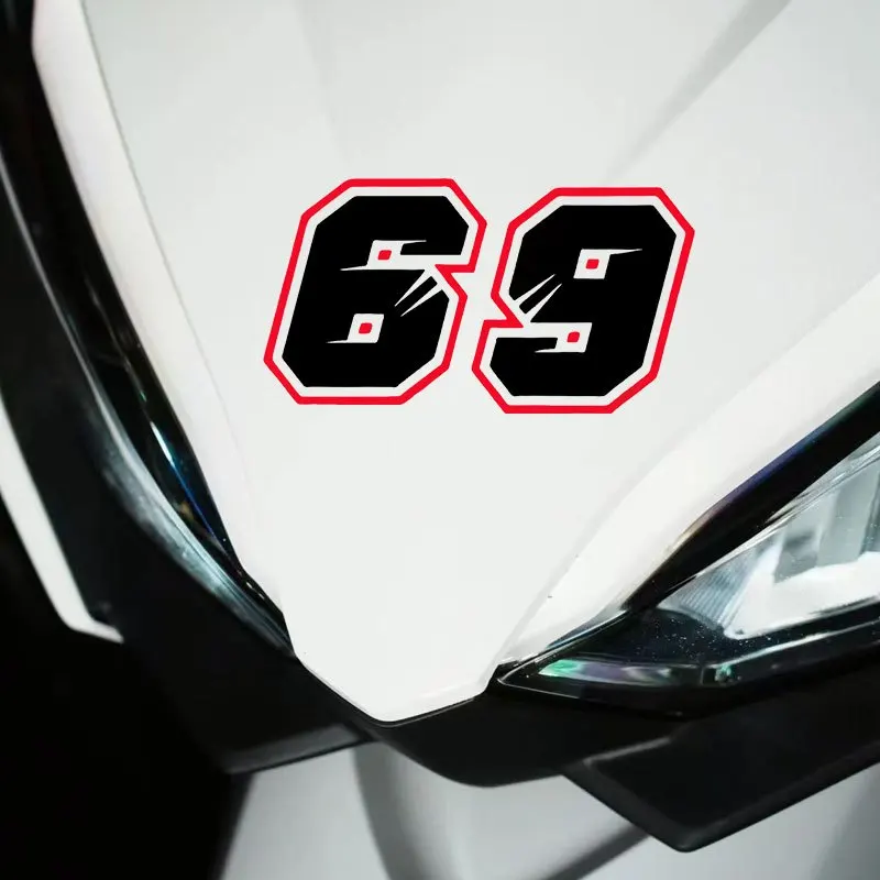 

Motorcycle Number Sticker Set, Black Red Waterproof Vinyl Decal for Bike Body Decoration