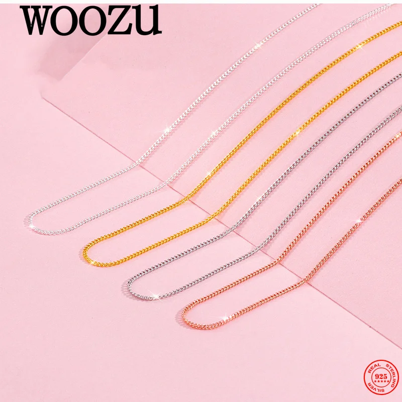 

WOOZU 925 Sterling Silver 0.9MM Thin Chain Necklace for Women Fashion Assorted DIY Classic Simple Daily Jewelry Accessories Gift