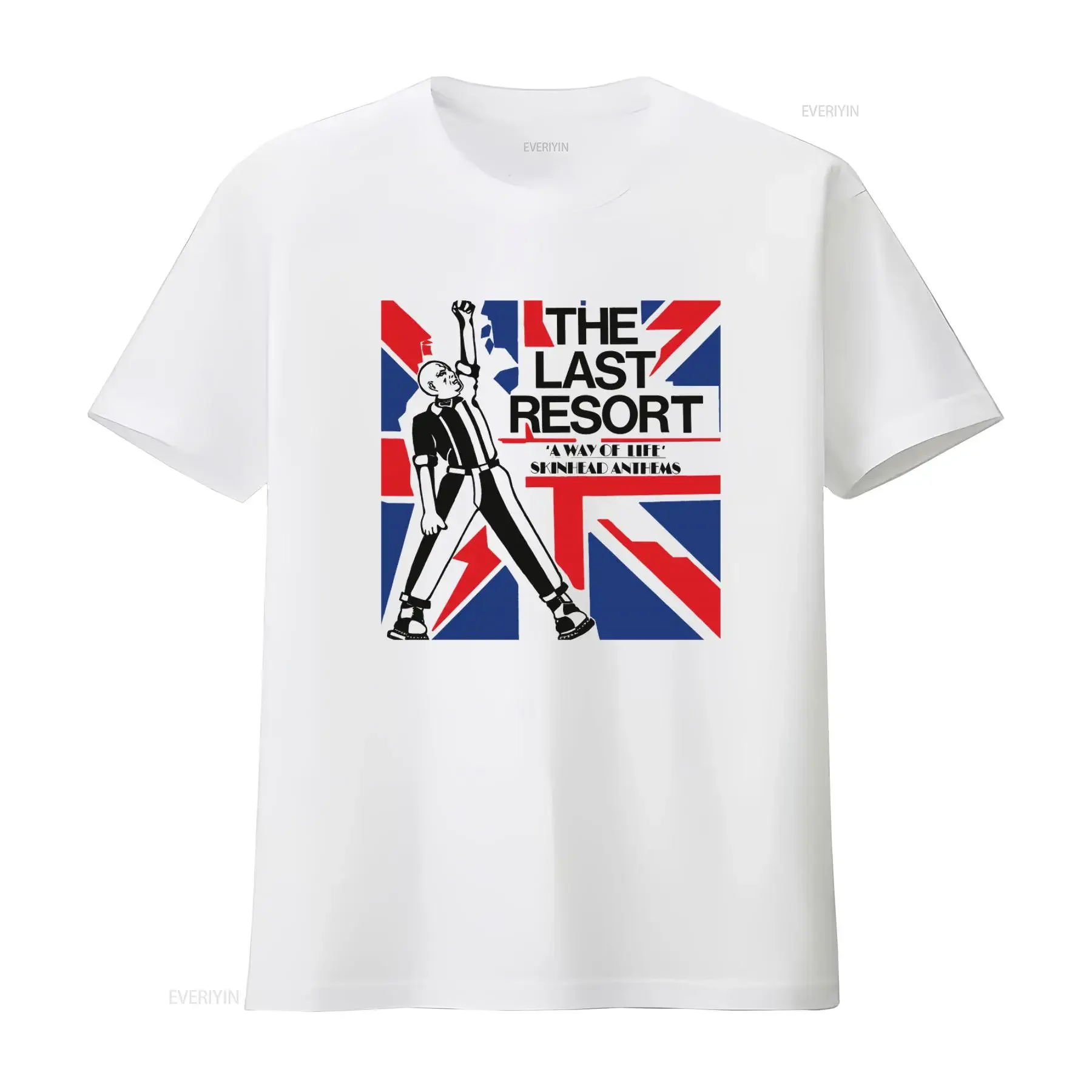 The Last Resort Skinhead Anthems Punk Style T Shirt with Union Jack Design vintage Washed Slightly Stylish streetwear