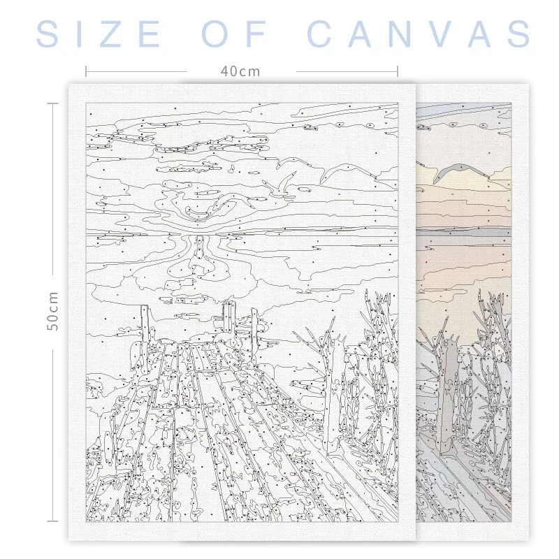 إطار الطلاء بالأرقام المناظر الطبيعية الاكريليك رسم لوحة زيتية قماشية بالأرقام الجبال مشهد للبالغين ديكور المنزل