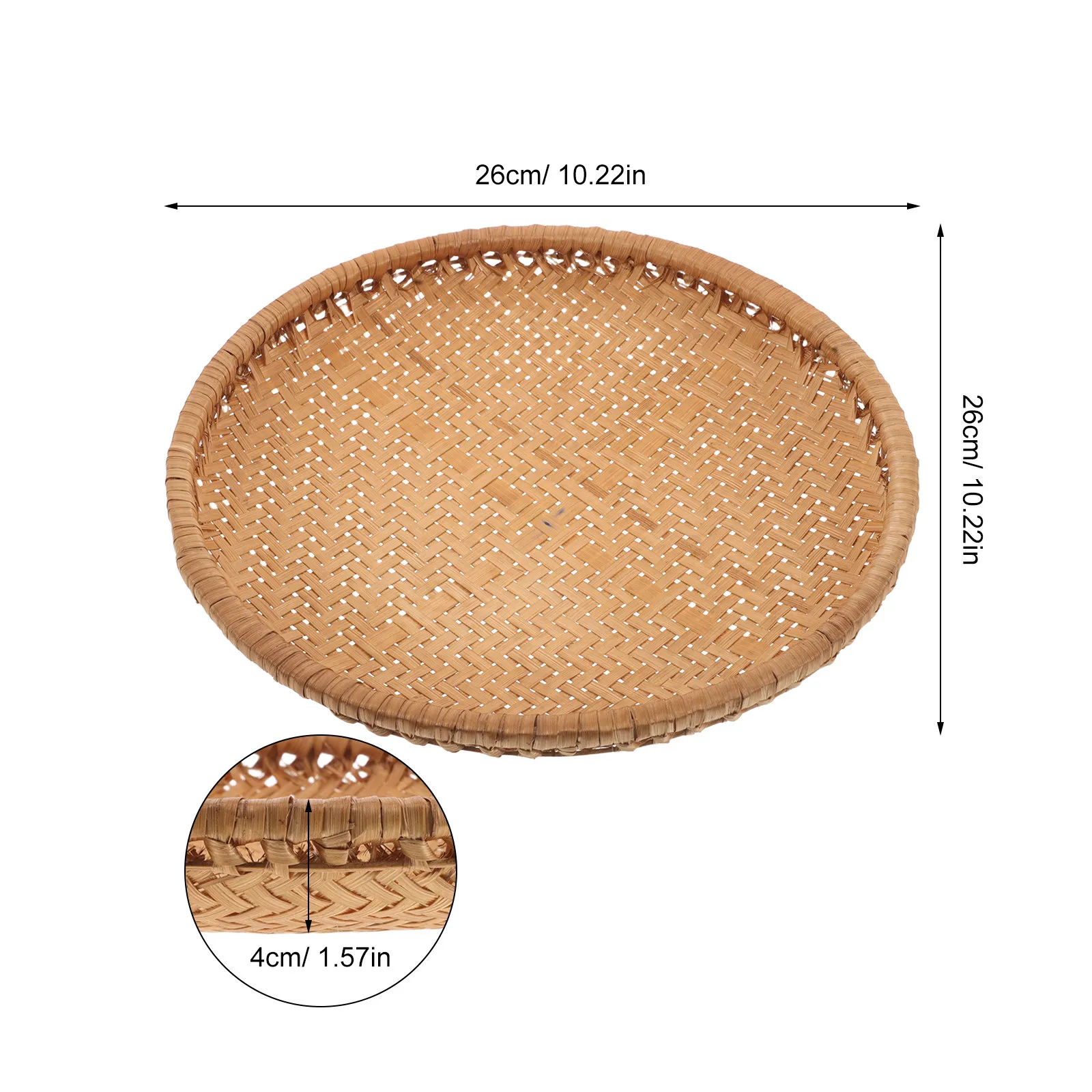 Handwoven Bamboo Round Serving Tray Lightweight Elegant Decorative Tray for Coffee Table Kitchen Counter Fruit Bread