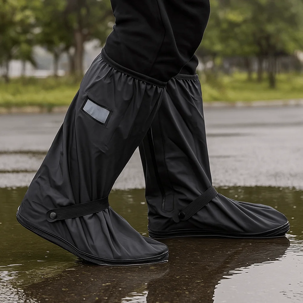 

Men's High Tube Rain Boots Durable 42cm Tall Waterproof Shoe Protector Non-Slip Thick Rain-Proof Shoes Water Activities