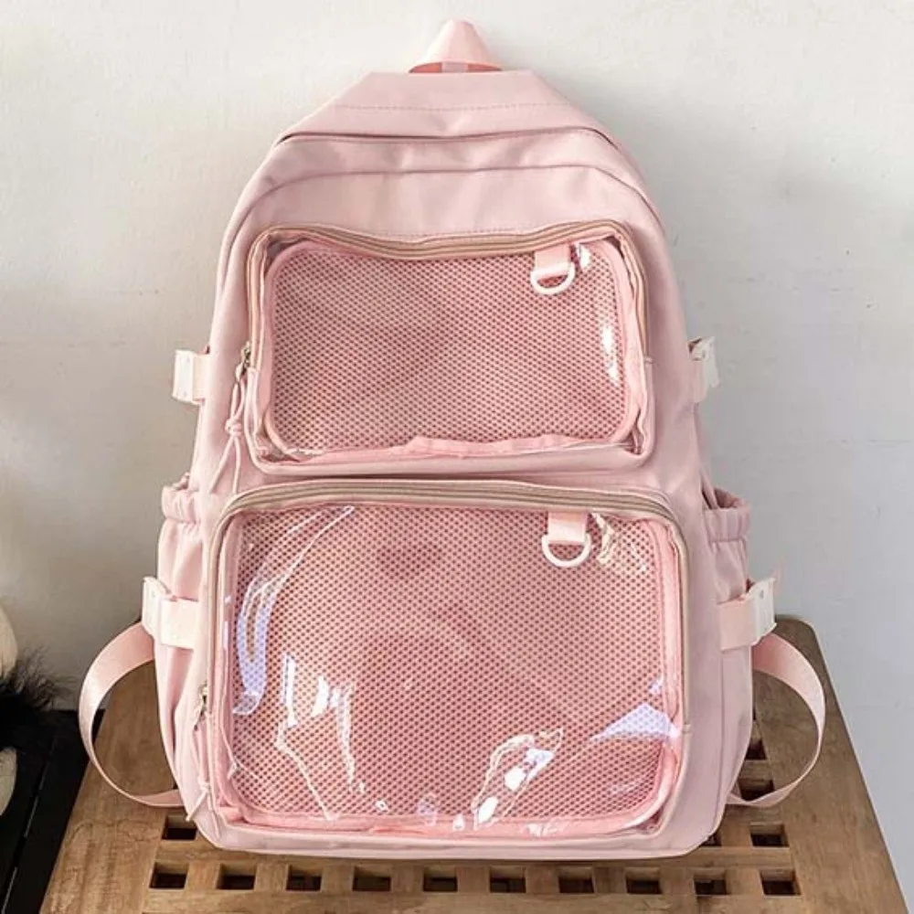 

Сплошной цветной нейлоновый рюкзак Ita, пылезащитный прозрачный студенческий школьный рюкзак из полиэстера с фиксированной лямкой, большой вместительный женский рюкзак