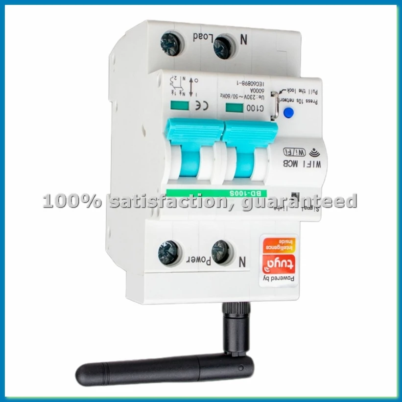 

Умный Wi-Fi выключатель 2P Tuya App Smart Life с таймером, голосовым и дистанционным управлением, автоматический интеллектуальный переключатель - ABWO