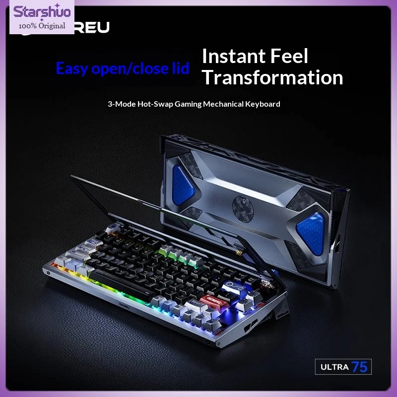 Новая беспроводная клавиатура DAREU Ultra75 Tri-mode с магнитными переключателями Luban HiFi, быстросъемная игровая клавиатура 8k