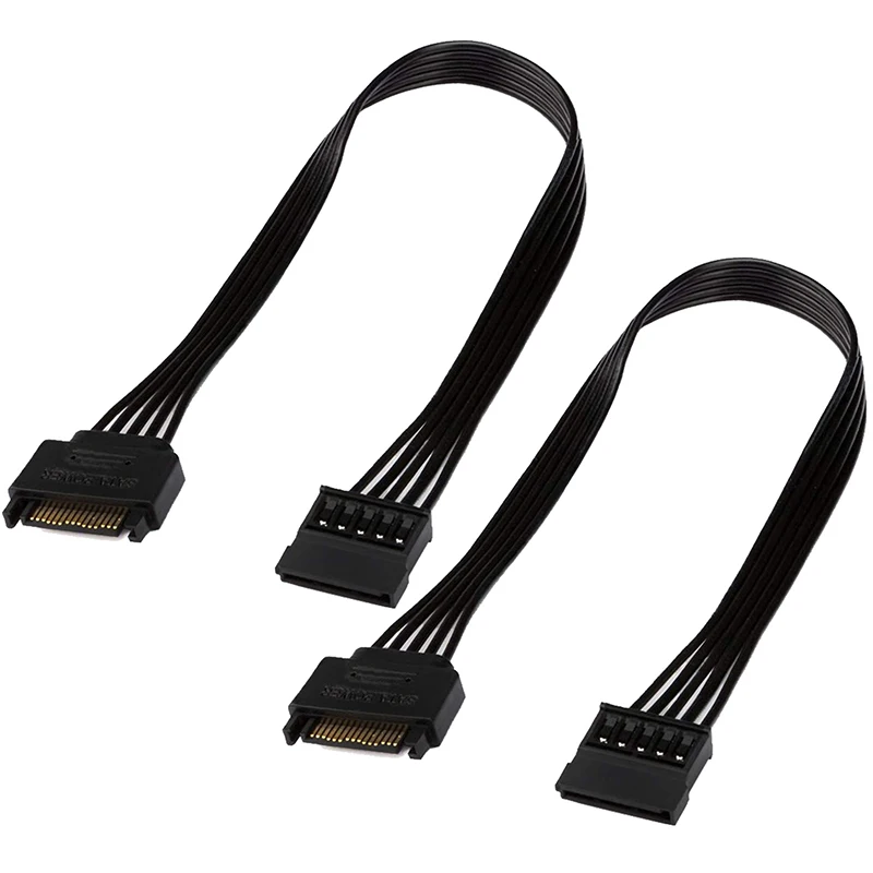 Cable de extensión de alimentación SATA de 15 Pines, adaptador de corriente macho a hembra para Serial ATA, disco duro SSD, quemadores de CD, unidades de CD ROM