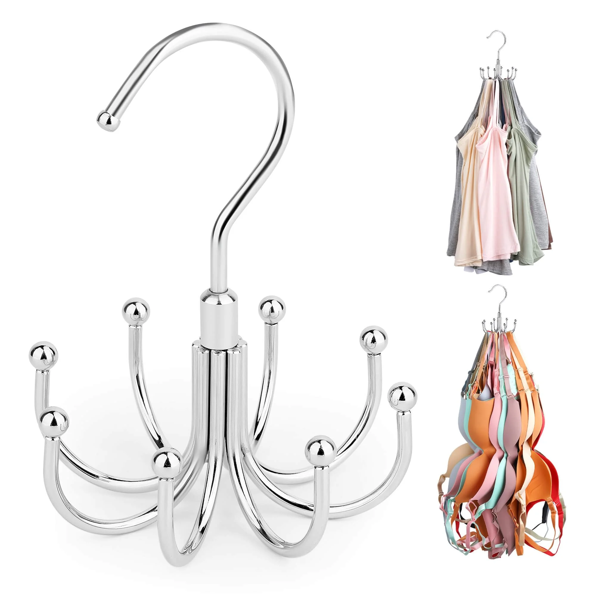 Rotatable Bra Organzier for Closet,Max 48 Storage Capacity Sport Bras Holder,Metal Space Saving Closet Organizers and Storage