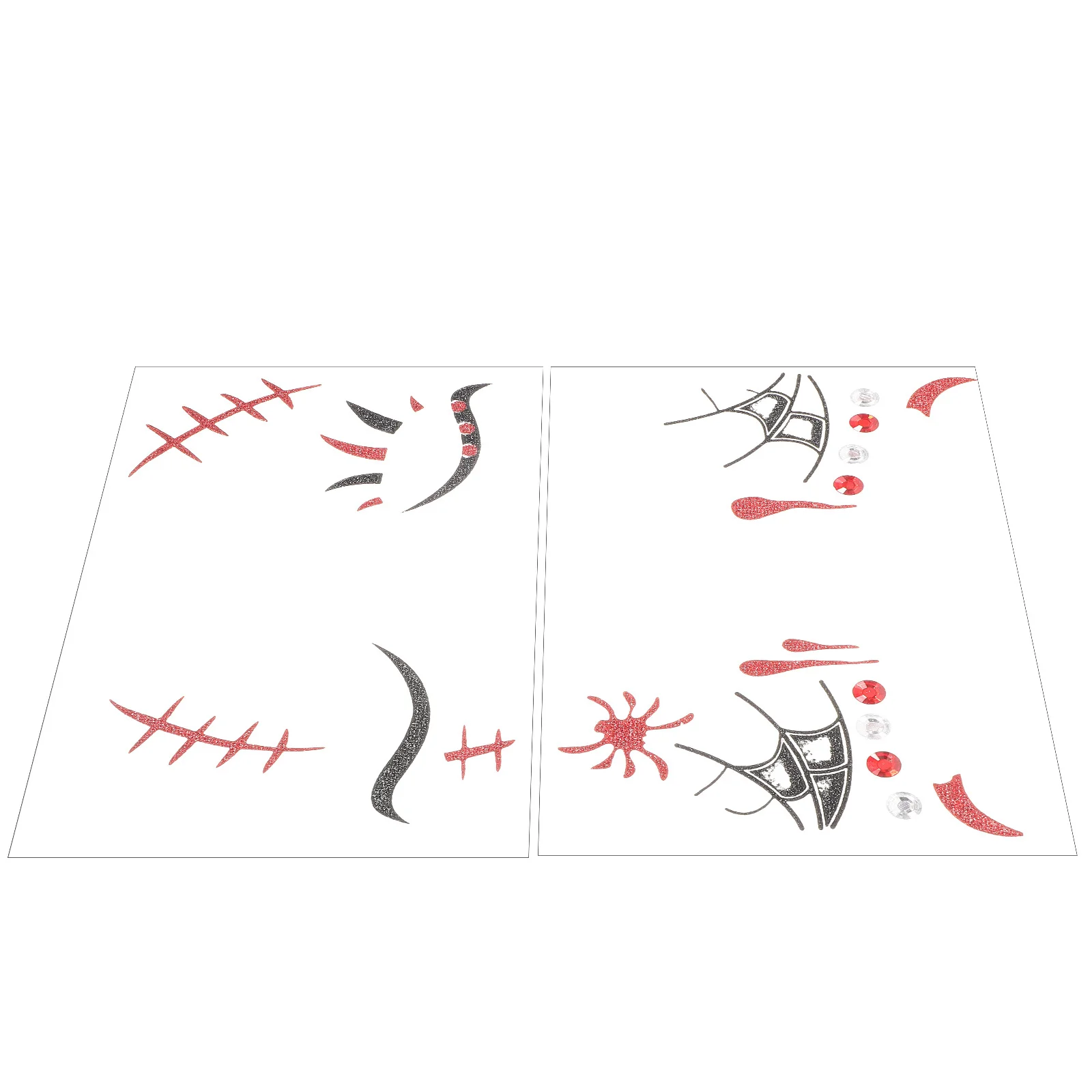 

2 Sheets Halloween Temporary Face Stickers Rhinestone Makeup Face Tattoos Party Supplies Halloween Cosplay Decals