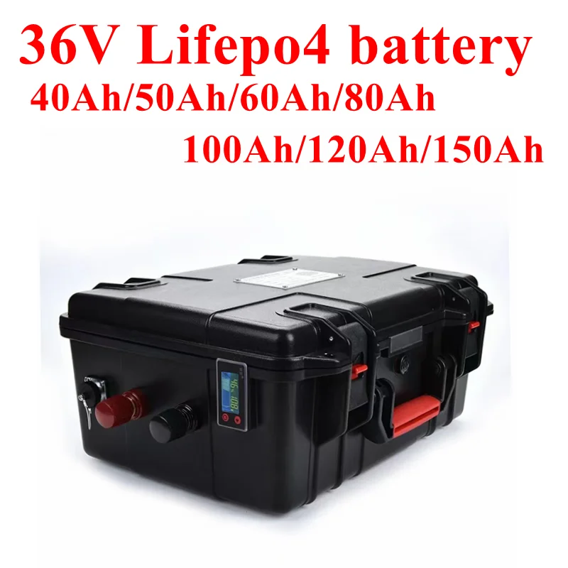 waterproof Lifepo4 36V 40Ah 60Ah 80Ah 100ah 120Ah 150Ah Lithium battery bms for trolling motor Propeller boat+Charger