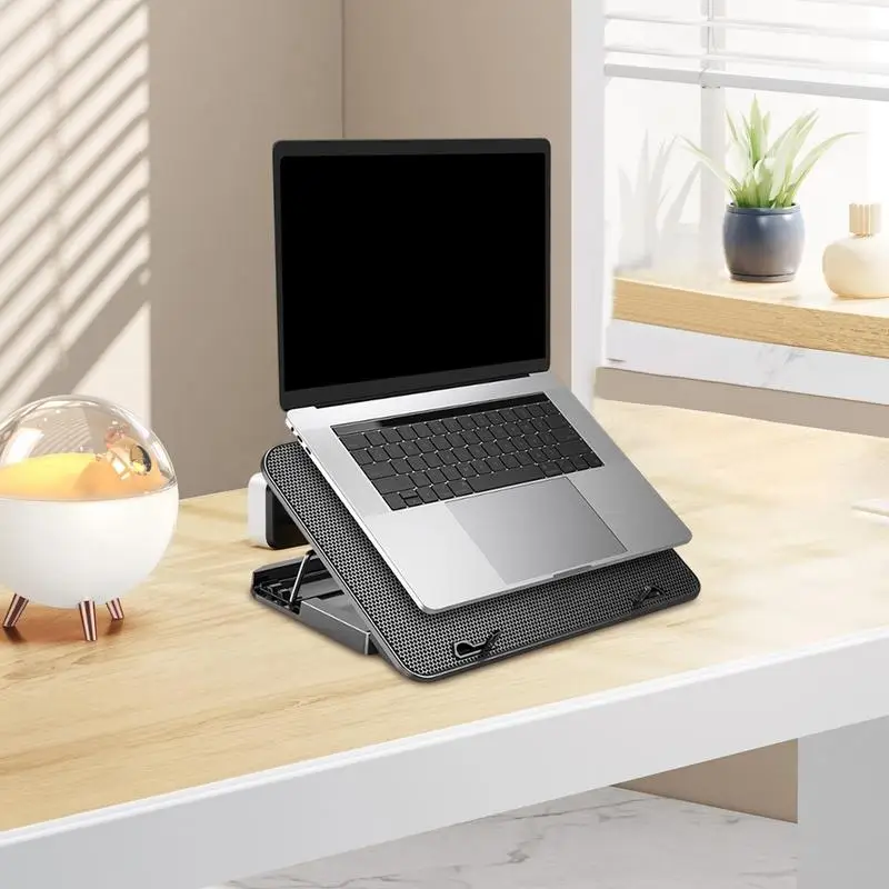 Cooling Pad Laptop Stand Adjustable Laptop Cooler Laptop Cooling Fan & Phone Holder 2 USB Ports Laptop Cooling Stand With Angle