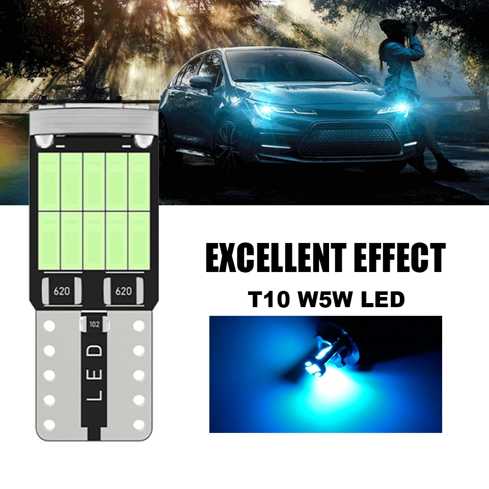 2x High Bright T10 W5W Led Car Light 26smd 4014 Chip Lamp Bulb Automobile Accessories License Plate Lighting White 6000K 12v