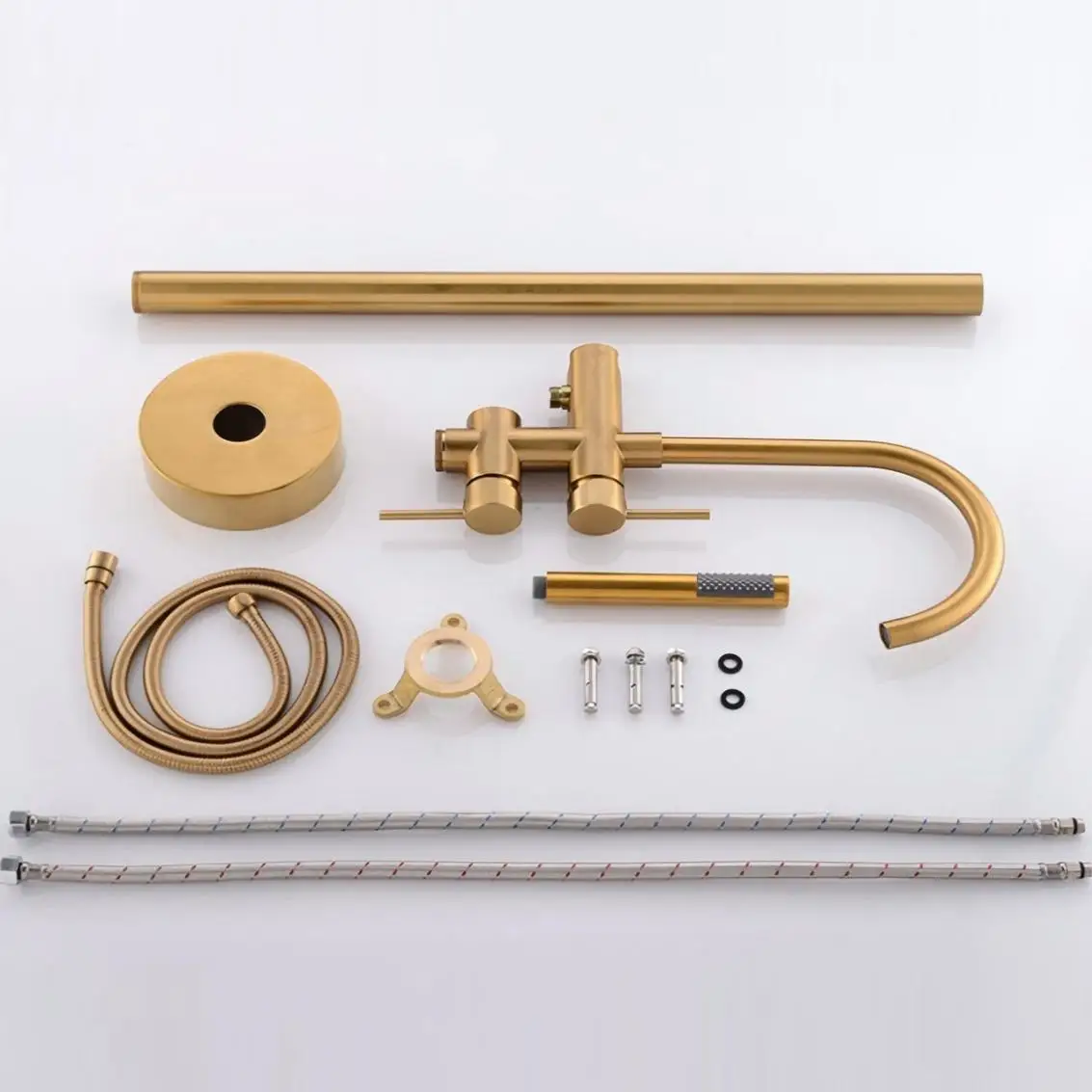 Floor Mounted Bathtub Faucet Free Standing Swivel Spout Shower Mixer Tap Single Handle Brass Floor-standing Bath Taps