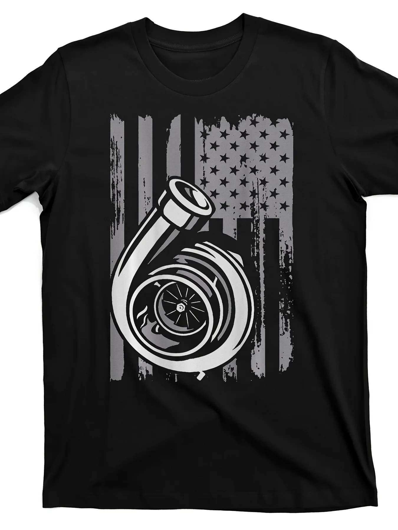 

Turbocharger USA Flag Graphic T-Shirt 100% Cotton O-Neck Short Sleeve Summer Casual Mens T-shirt Streetwear