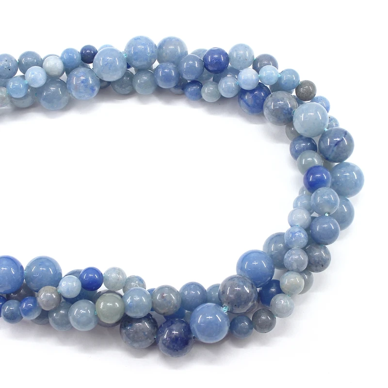 Natural Smooth Blue Aventurine 4 6 8 10 12MM Round Loose Strand Stone Beads For Jewelry Making Bracelets Necklace Earrings Gift