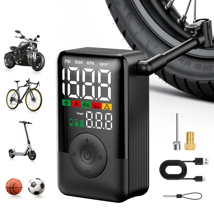 Carsun Portable Digital Tire Inflator Air Compressor - Electric Pump with LED Lamp for Car Motorcycles Bicycles 150PSI