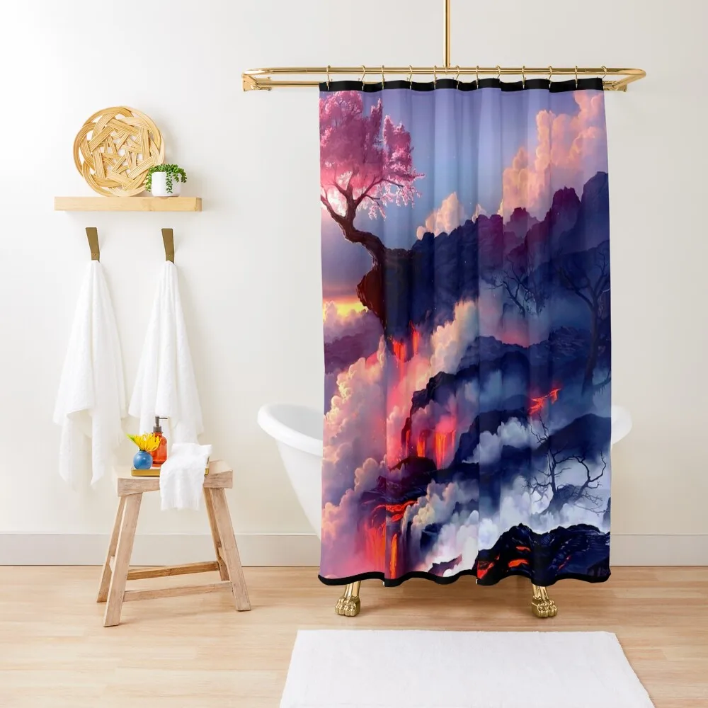 

Anime Fantasy Cherry Tree Shower Curtain Shower Sets For Bathroom Waterproof Bath And Anti-Mold Bathroom Shower Set Curtain