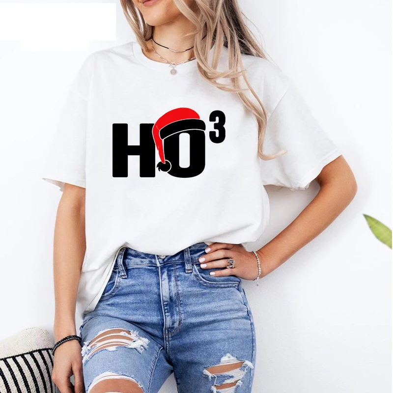 Merry Christmas Women T Shirts Cotton O Neck Graphic Tee Funny Ho Ho Ho Aesthetic T-shirt Vintage Holiday Clothes Family Tops