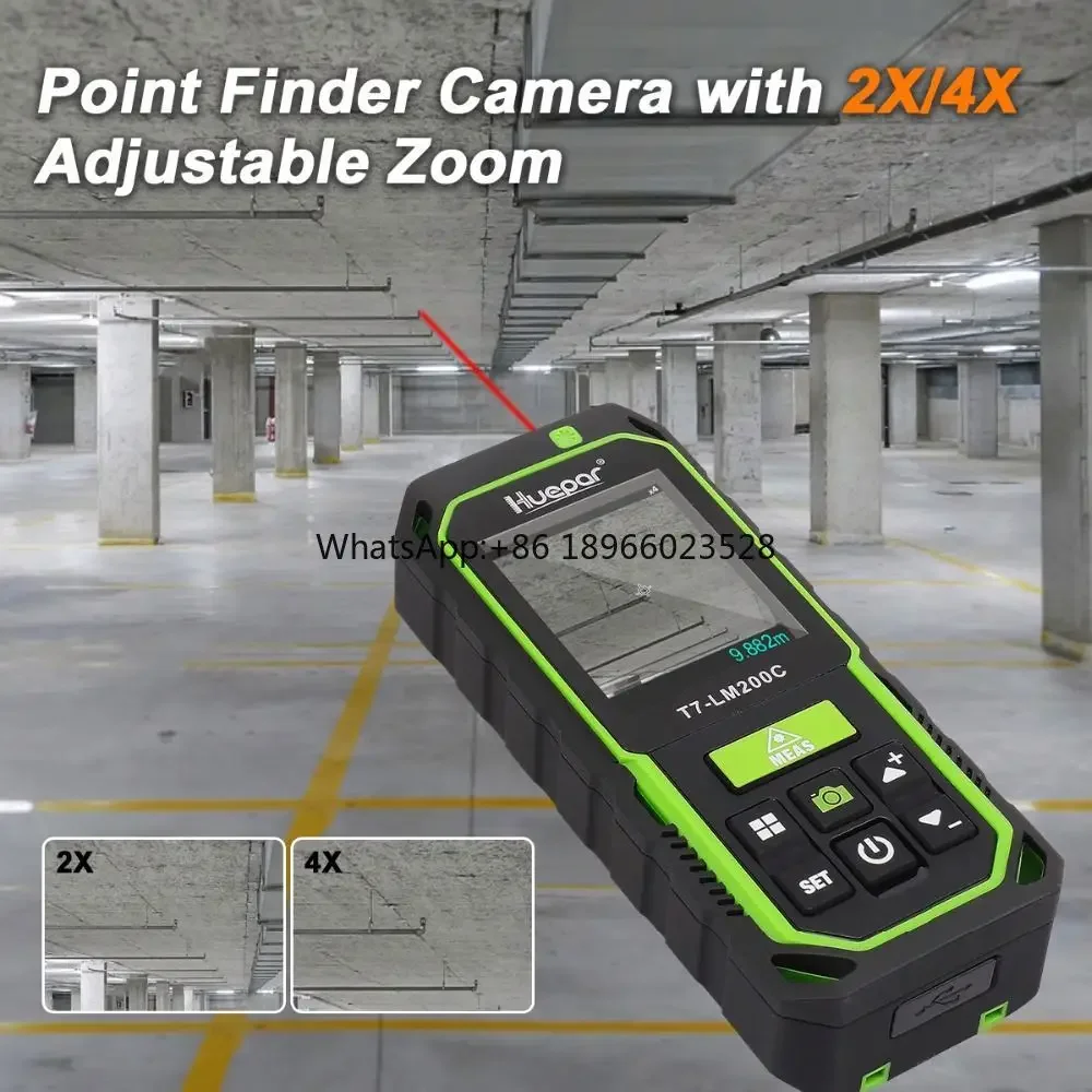 Distance Meter with  2X/4X Zoom 656Ft High Accuracy Rechargeable  Measure M/In/Ft with 17 Modes- LM200C