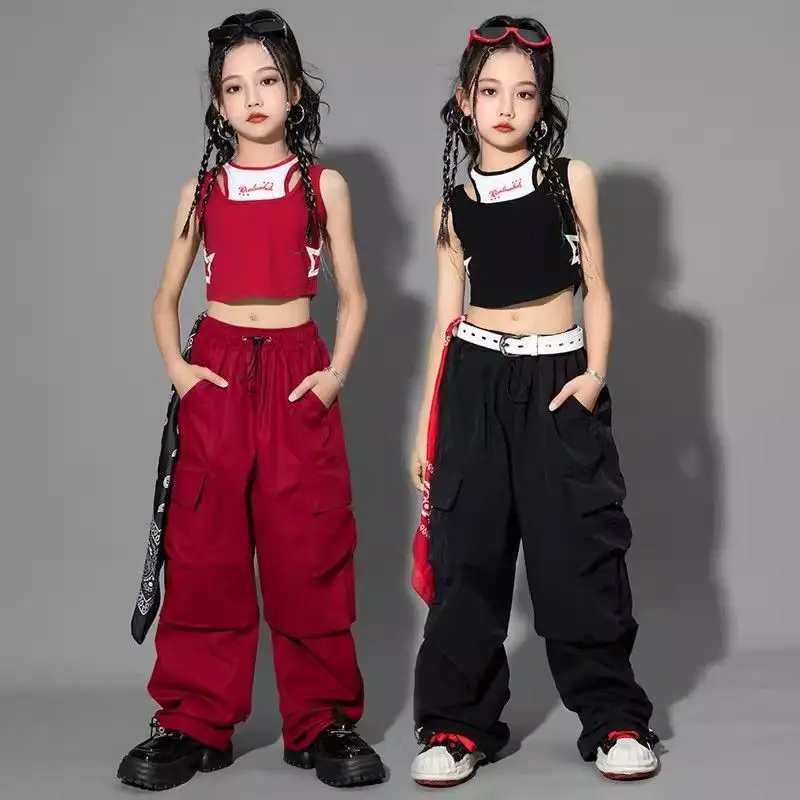 Girls Cargo Pants Children Loose Trousers Teen Kids Fashion Casual Sweatpants Streetwear Pockets Design Pants Trendy Cool 5-14Y