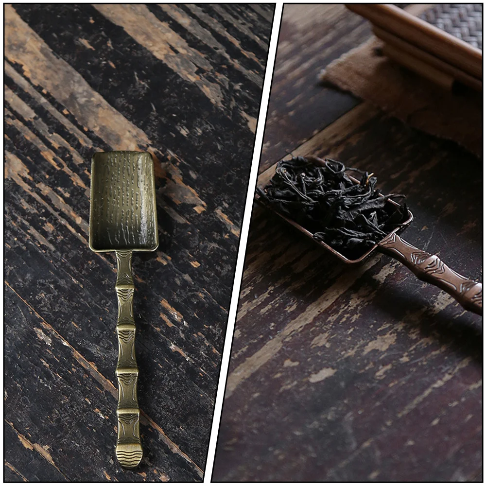 

2pcs Tea Scoop Spoon Alloy Long Handle For Tea Accessories Copper Smooth Teaware Tool Home Kitchen Tableware Set
