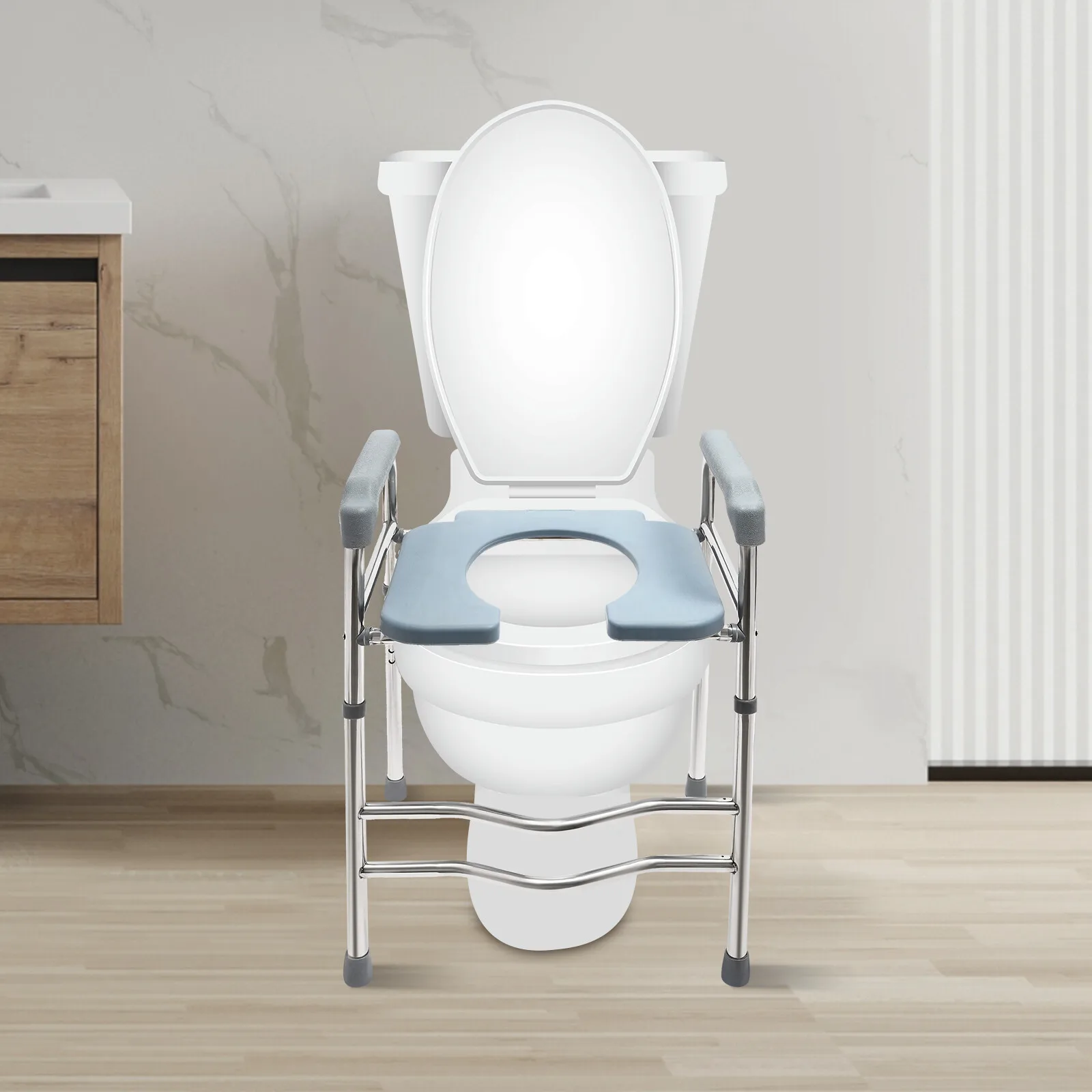 

Toilet Seat Riser with Handles, 275LBS Capacity Raised Toilet Seat with Adjustable Height 25.2-29.13in, Toilet Chair with Non-Sl