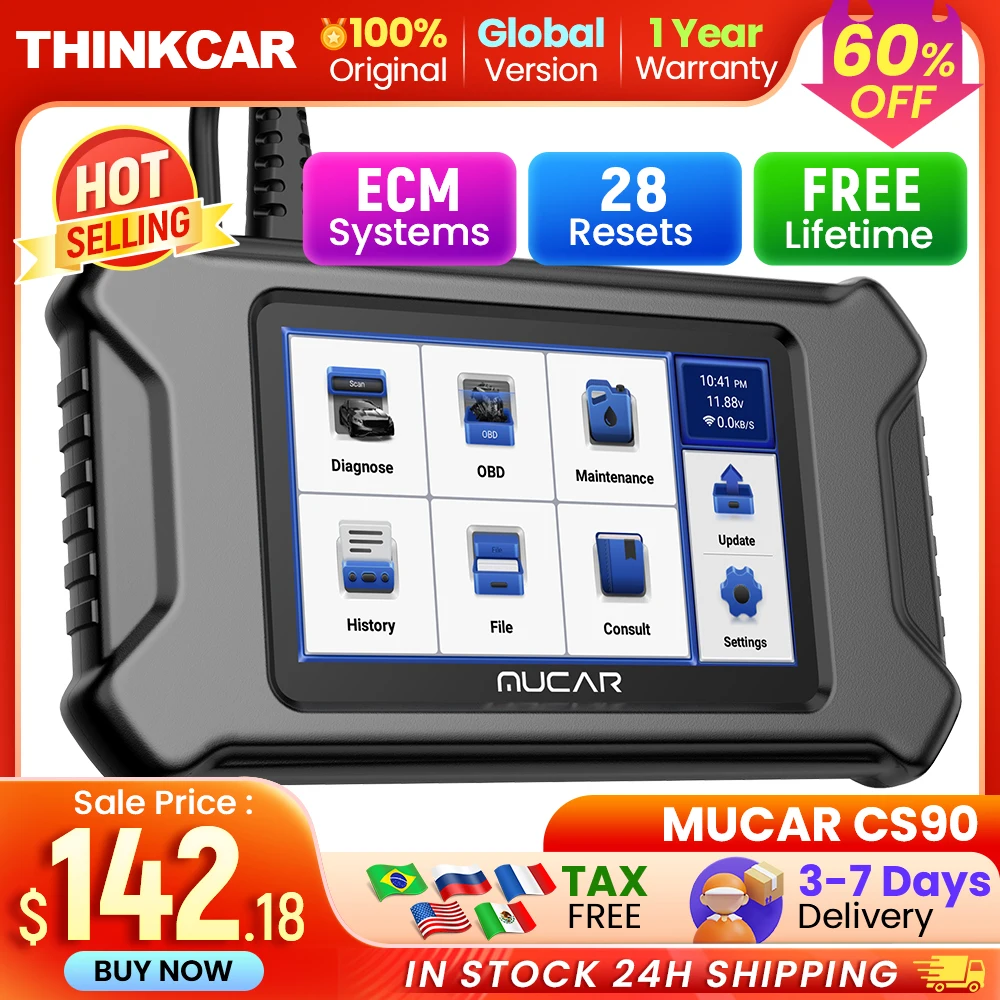 

MUCAR CS90 Professional Car Diagnostic Tools Code Reader OBD2 Scanner 28 Reset Auto OBD Diagnosis Scan Tool Wifi 28 Resets Free