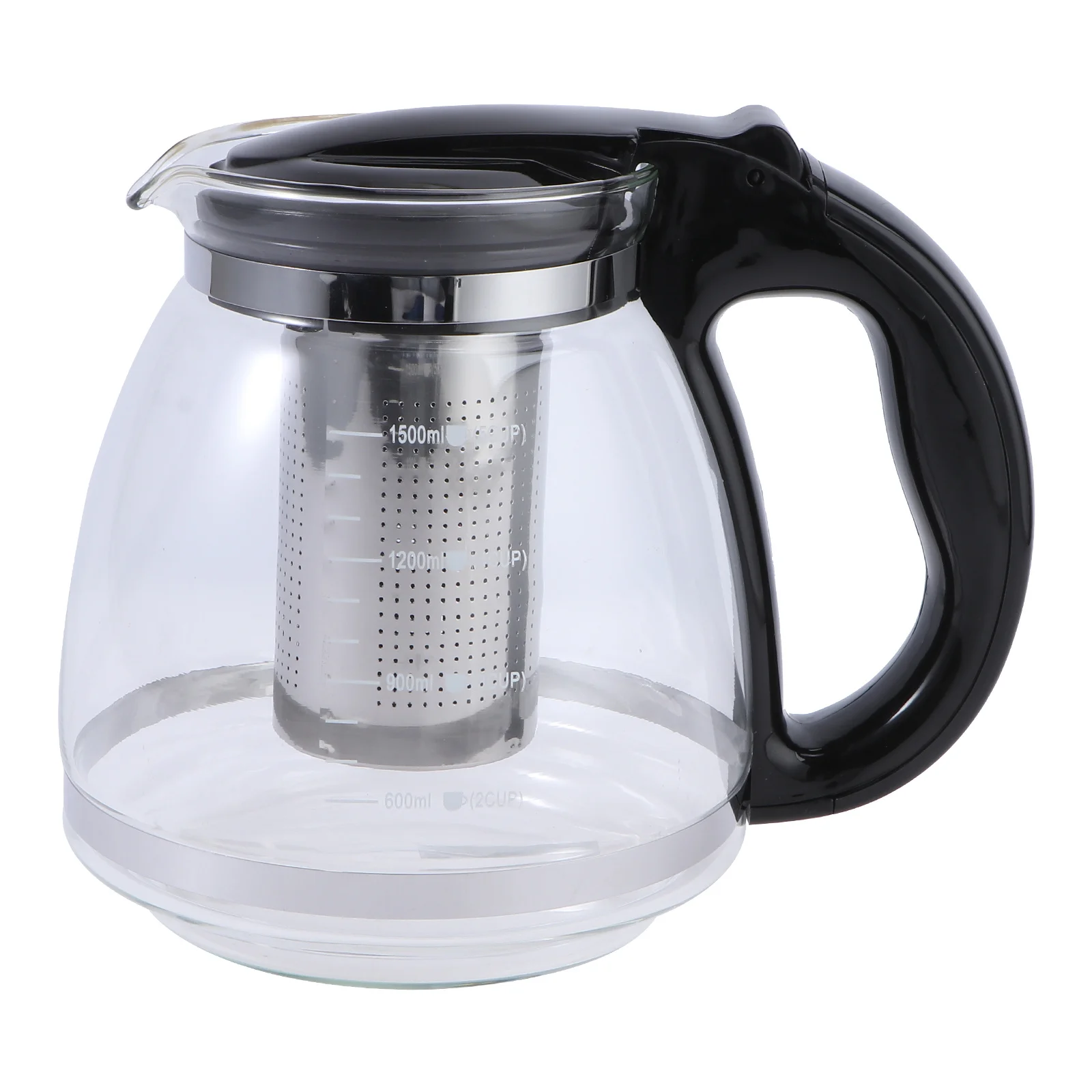 

1Pcs 1500ml Household Kungfu Teaware Stylish Handle Anti Slip Base Heatproof Glass Teapot for Enjoying Leisure Time and